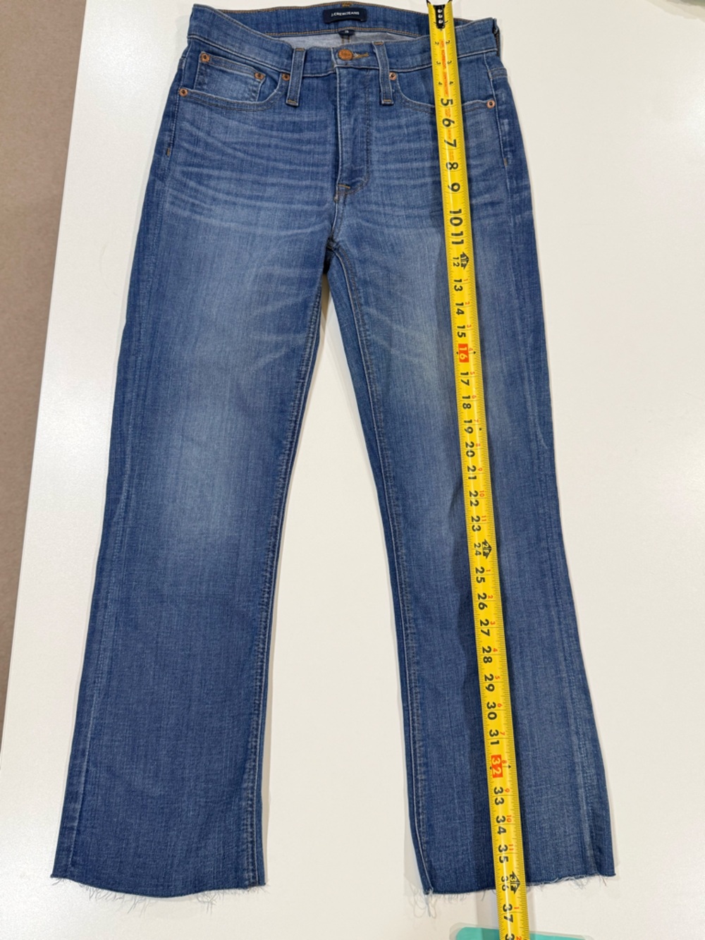 J.Crew Billie Demi Boot Crop Jeans Size 26 Medium Wash Raw Hem Stretch - Picture 9 of 9